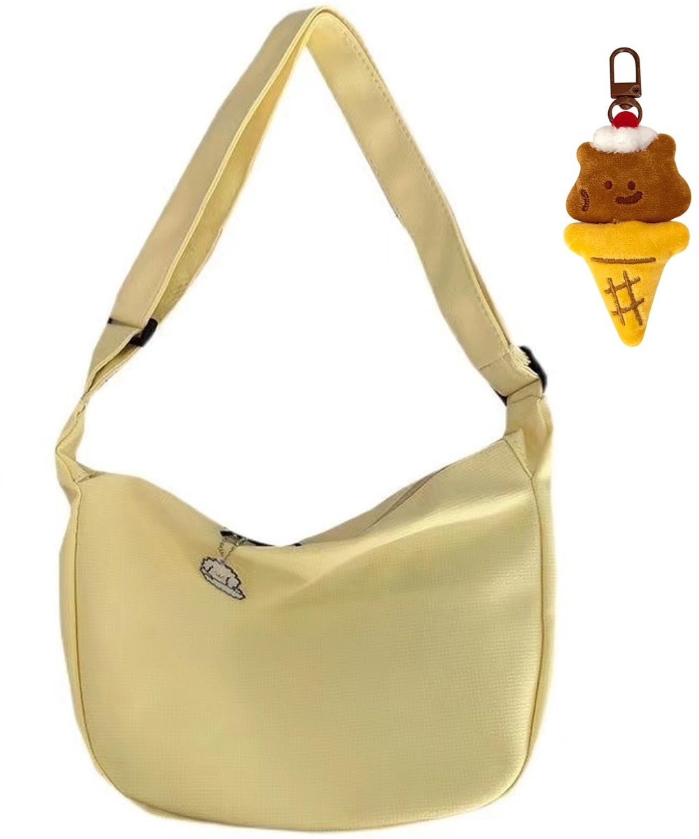 Dailygoods - Schoudertas Crossbody Bag Hobo - Verstelbare Riem Romig Geel