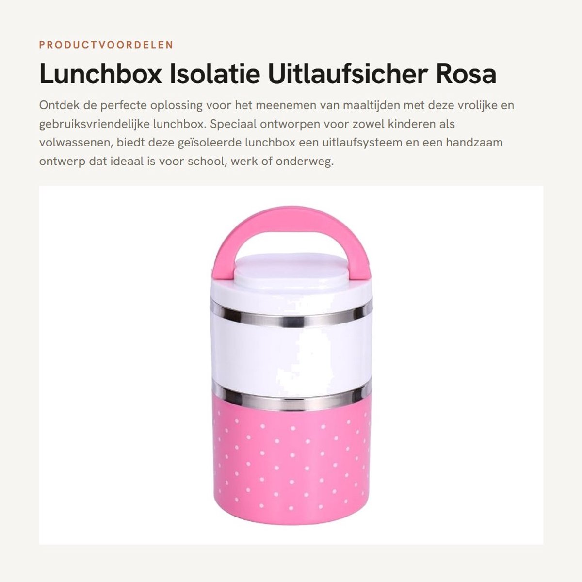 Dailygoods- Lunchbox Isolerend - 1/2/3 Lagen - Uitlaufsicher - Kindvriendelijk - Ventilatie - Handvat voor Makkelijk Draagcomfort - Voedselcontainer