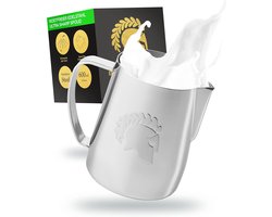 Melkopschuimer Kan - Barista Melkbeker - Latte Art Maken - Met Deksel - 13 cm - Zilver