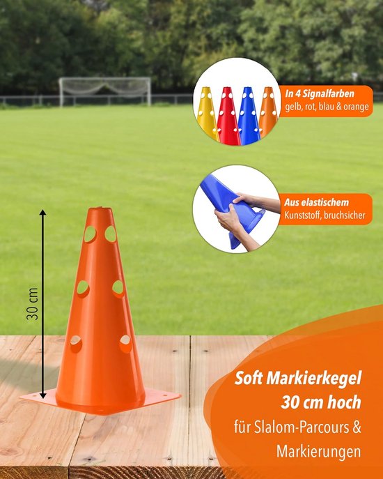 Markeerkegels Set - Zachte Pilonnen - Sport Training - Onbreekbaar Materiaal - 30 cm Hoog - Oranje — afbeelding 3