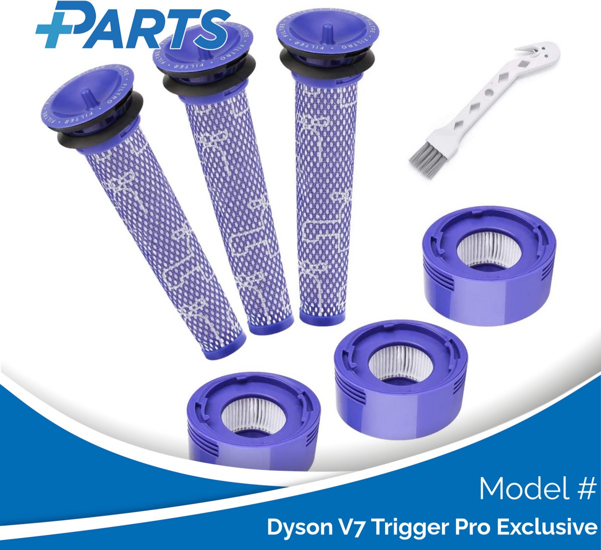 Plus.Parts Dyson V7 Trigger Pro Exclusive Filters (7 Stuks, Plus.Parts® alternatief voor 965661-01 / 967478-01) Overig