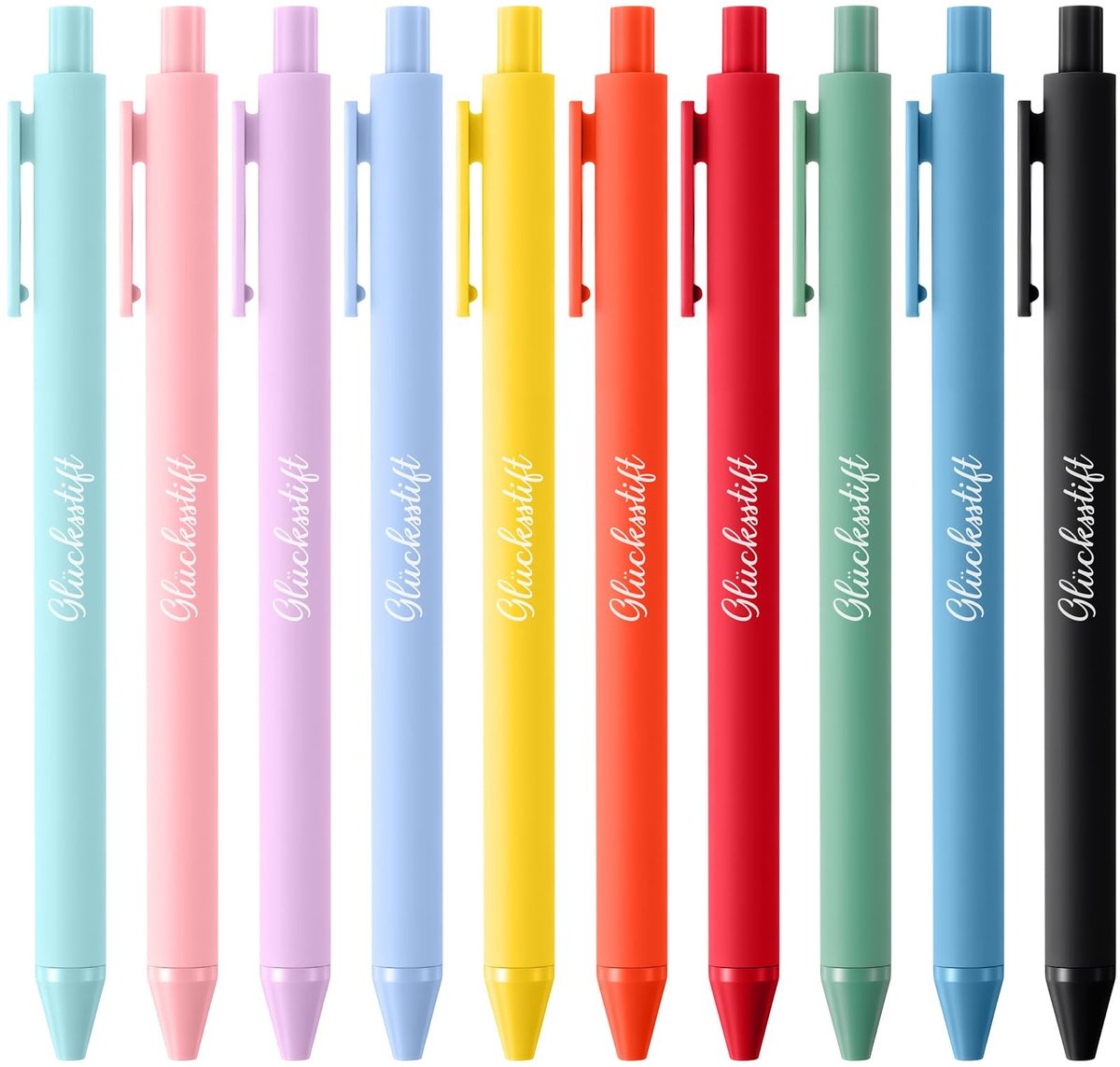 Dailygoods- Gelukspennen Set van 20 - Inspirerende Balpennen - Zwartschrijvend - Cadeau voor Examens/Kerst - Comfortabele Grip - Praktische Clip
