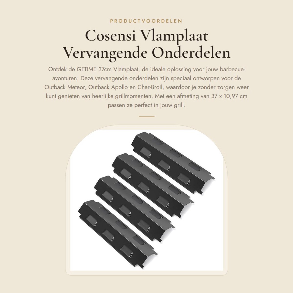 Dailygoods- Vlamplaat 37 cm - Porselein Staal - Grill Branders Cover - Vervangende Onderdelen - Geschikt voor Outback - Compatibel met diverse modellen - Grillplaat