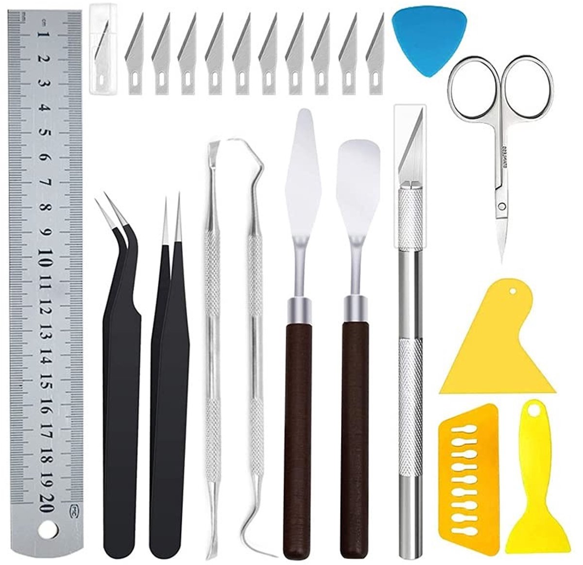 Dailygoods- Vinyl Tools 23-delige Set - Basisgereedschap - Onkruidverdelgers - Liniaal - Pincet - Geschikt voor beginners/professionals - Knutselgereedschap