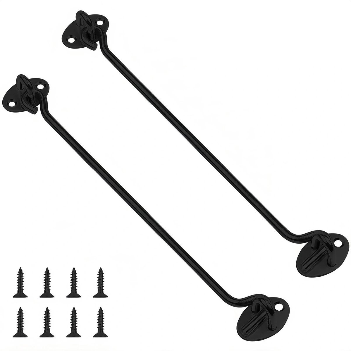 Dailygoods- Stormhaken 35,5 cm - 2 Stuks - Roestvrij Staal - Deurvergrendeling - Veiligheid voor Kinderen/Huisdieren - Eenvoudige Installatie