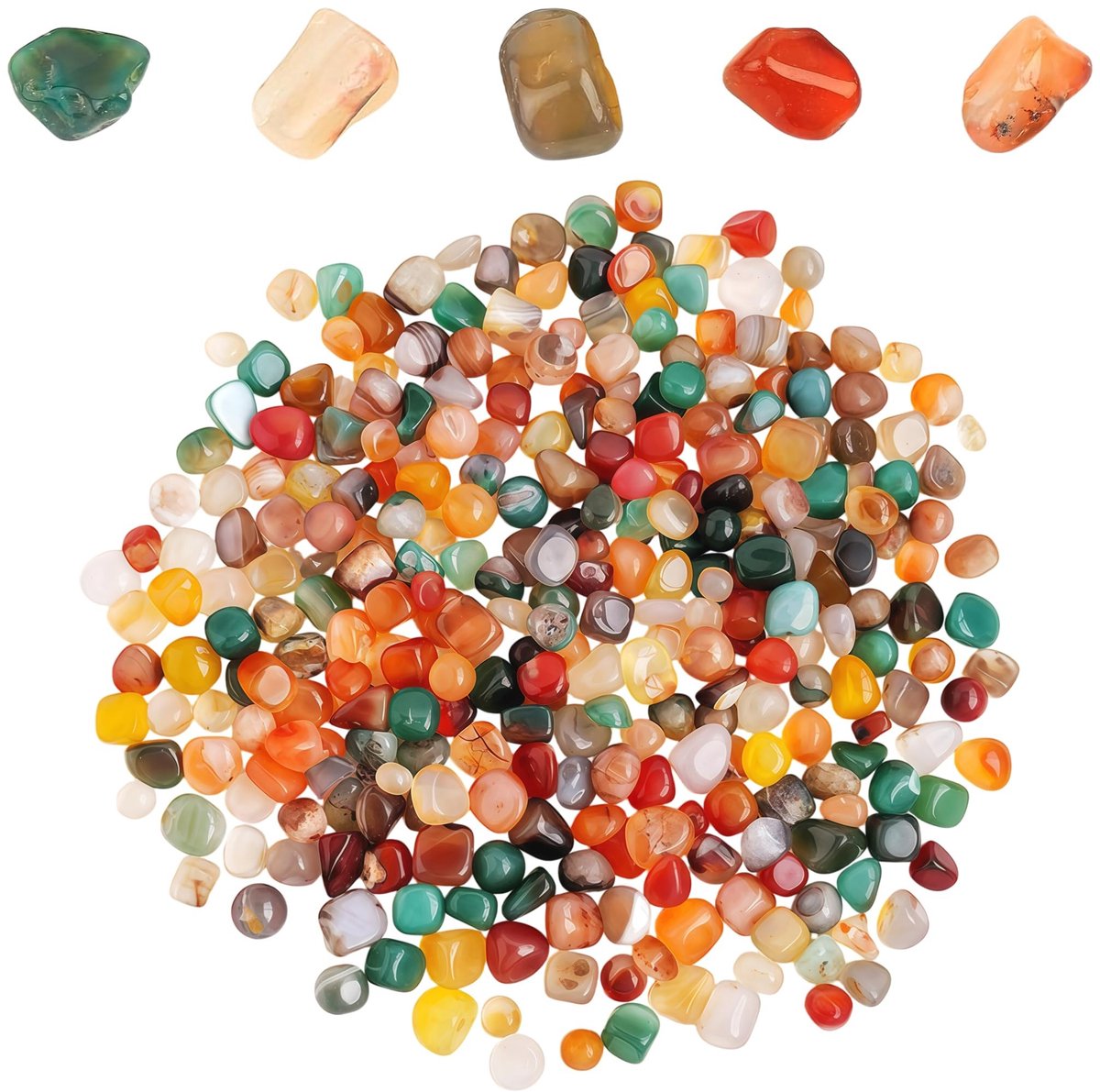 Dailygoods- Edelstenen 400g - Getrommelde Stenen 11-25 mm - Edelstenen voor Kinderen - Schatzoeken - Decoratie - Natuurlijke Kleuren - Halfedelstenen