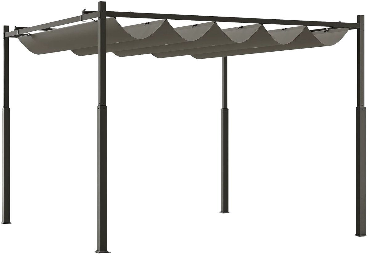 Turold Pergola - Gazebo - Paviljoen - Tuin Pergola - Waterdicht, Verstelbare Schaduwgebieden, Magnetische bevestiging 3x3m Lichtgrijs