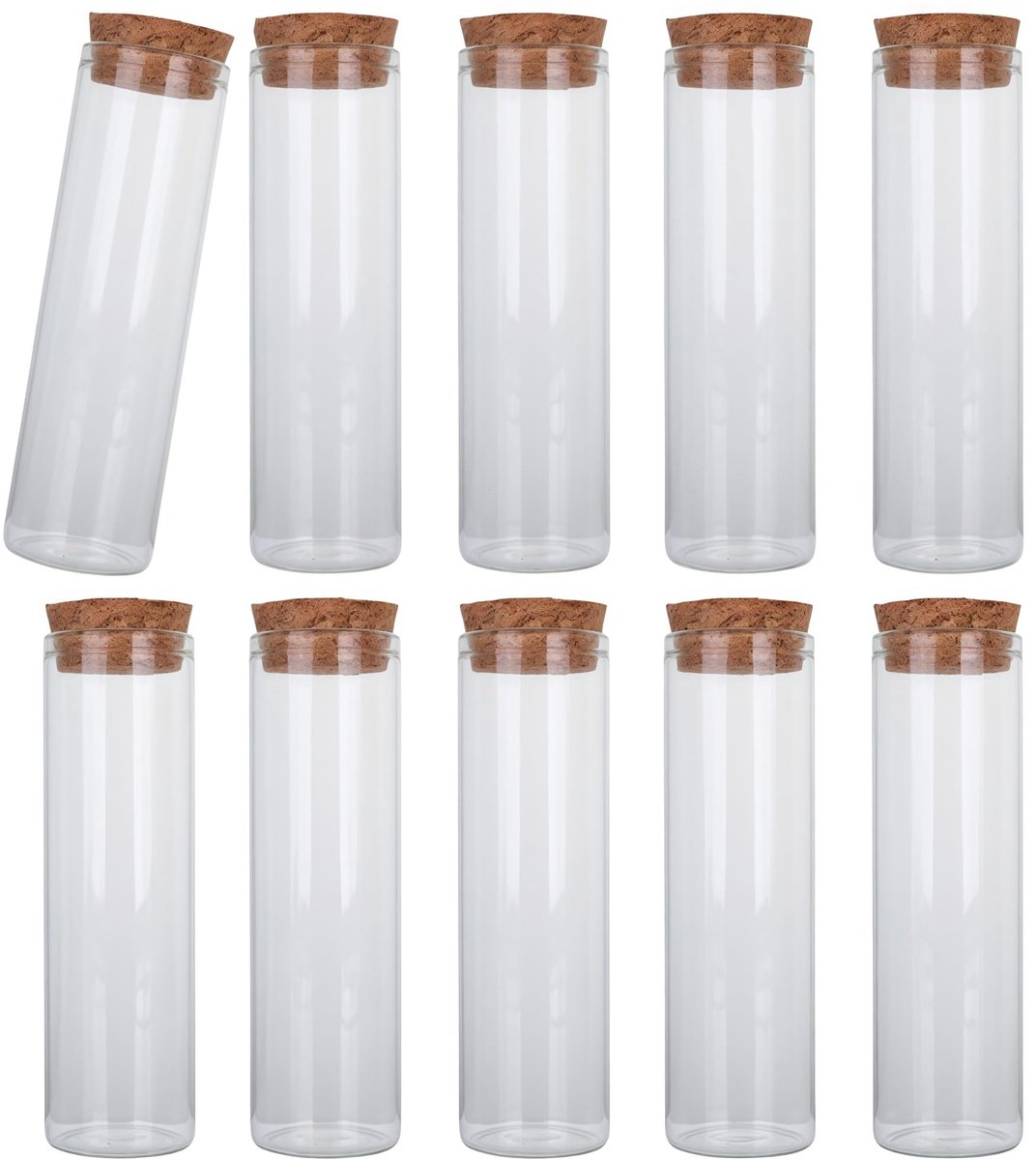 Dailygoods- Proefbuis 40ml - Proefbuisje met kurk - 10 Stuks - Glas - Herbruikbaar - Compact ontwerp - Glasfles