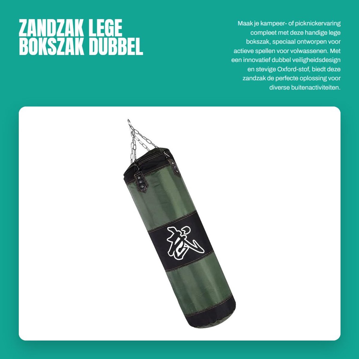 Dailygoods- Bokszak Duurzaam - Lege Zandzak - Oxford-stof - Versterkte Stiksels - Veiligheidsborging - Handig voor Actief Spel