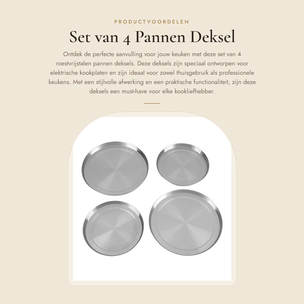 Dailygoods - Set van 4 Pannen Deksel - Beschermende Deksel voor Kookplaat - Diameter 17 of 21 cm - Geschikt voor Elektrische Kookplaten - Roestvrij