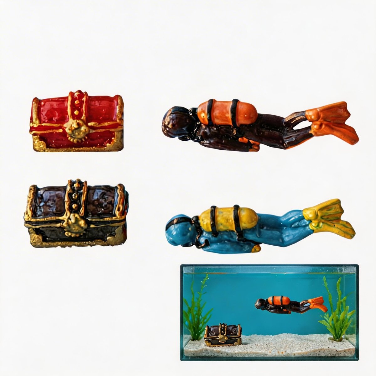 Dailygoods- Miniatuurfiguren 4 Stuks - Duikers Figuren - Aquarium Decoratie - Hars Poppetjes - Modelbouw Accessoires - Micro-landschap Decoratie - Decoratiefiguren