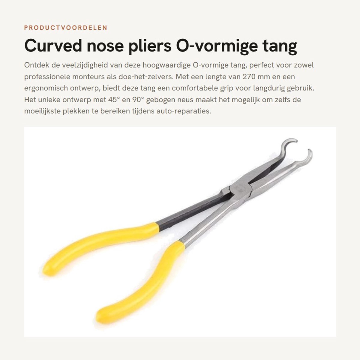 Dailygoods- Tang Hoogwaardige Staal - 45°/90°/O-vormige Neus - Ergonomische Handgreep - Professionele Tangen - Geschikt voor Auto Reparatie - Roestbestendig - Kniptang