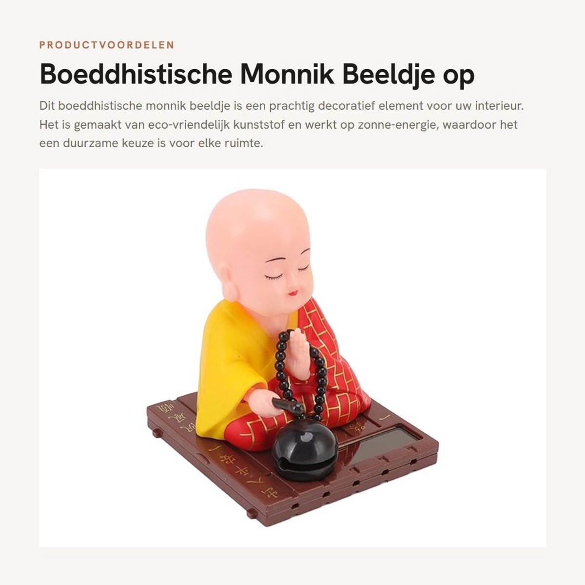 Dailygoods- Monnik Beeldje Eco-vriendelijk - Tuinbeelden voor Buiten - Tuinbeelden Kunststof - Boeddhistische Decoratie - Zonne-energie - Tuinaccessoire - Tuinbeeld