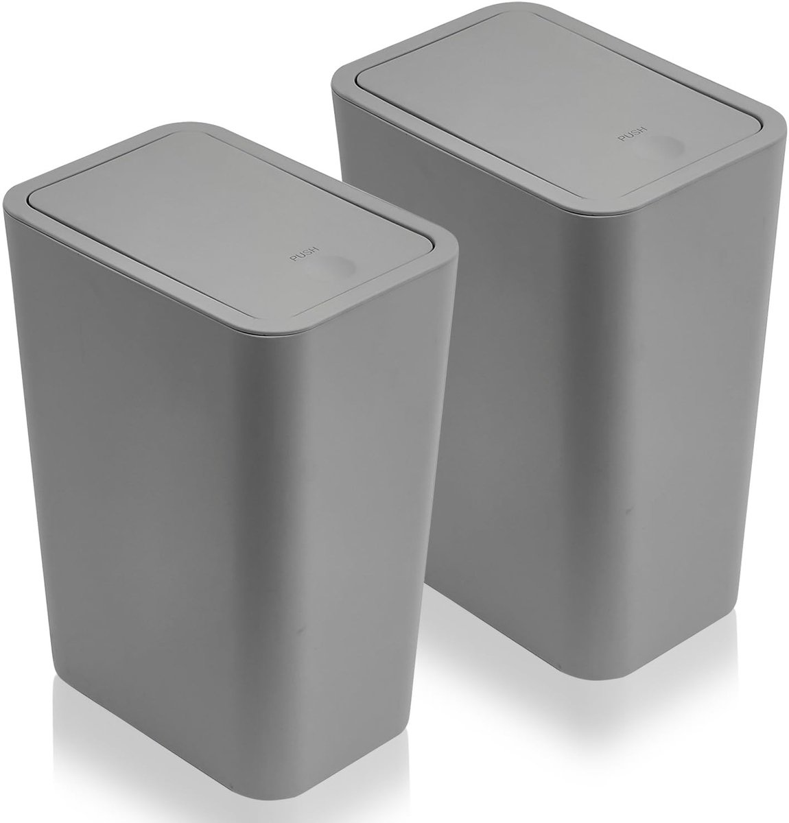 Dailygoods- Afvalemmer 10 Liter - 2 Stuks - Met Deksel - Geurisolatie - Smal Ontwerp - Makkelijk Schoon te Maken - Prullenbak