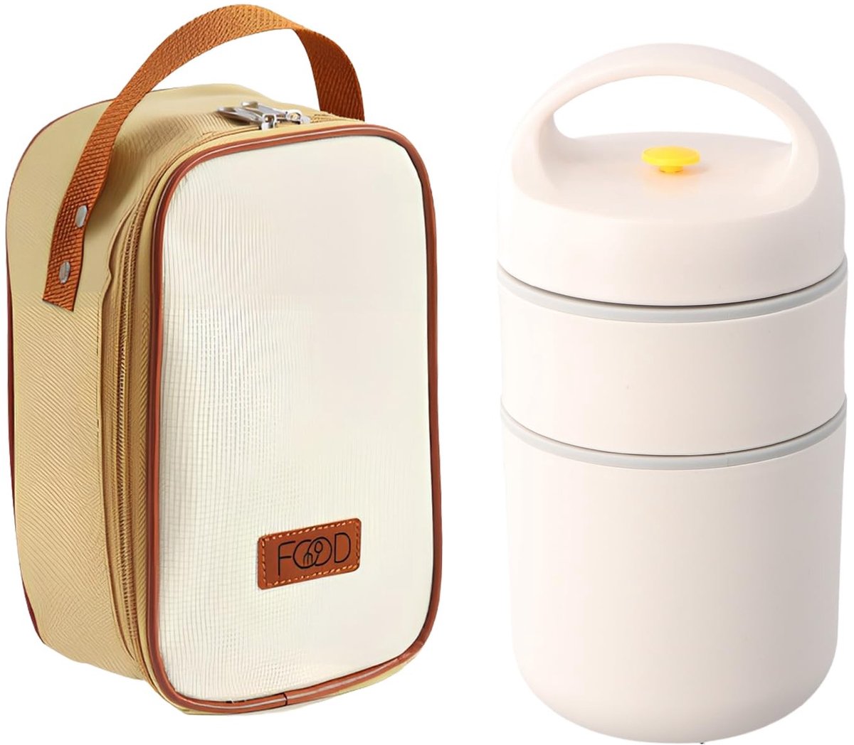 Dailygoods- Bento Lunchbox 2 Lagen - Roestvrij Stalen Isolatie - Draagbare Voedselcontainer - Lekvrije Thermische Container - 680 ml Inhoud - Ergonomische Handgreep