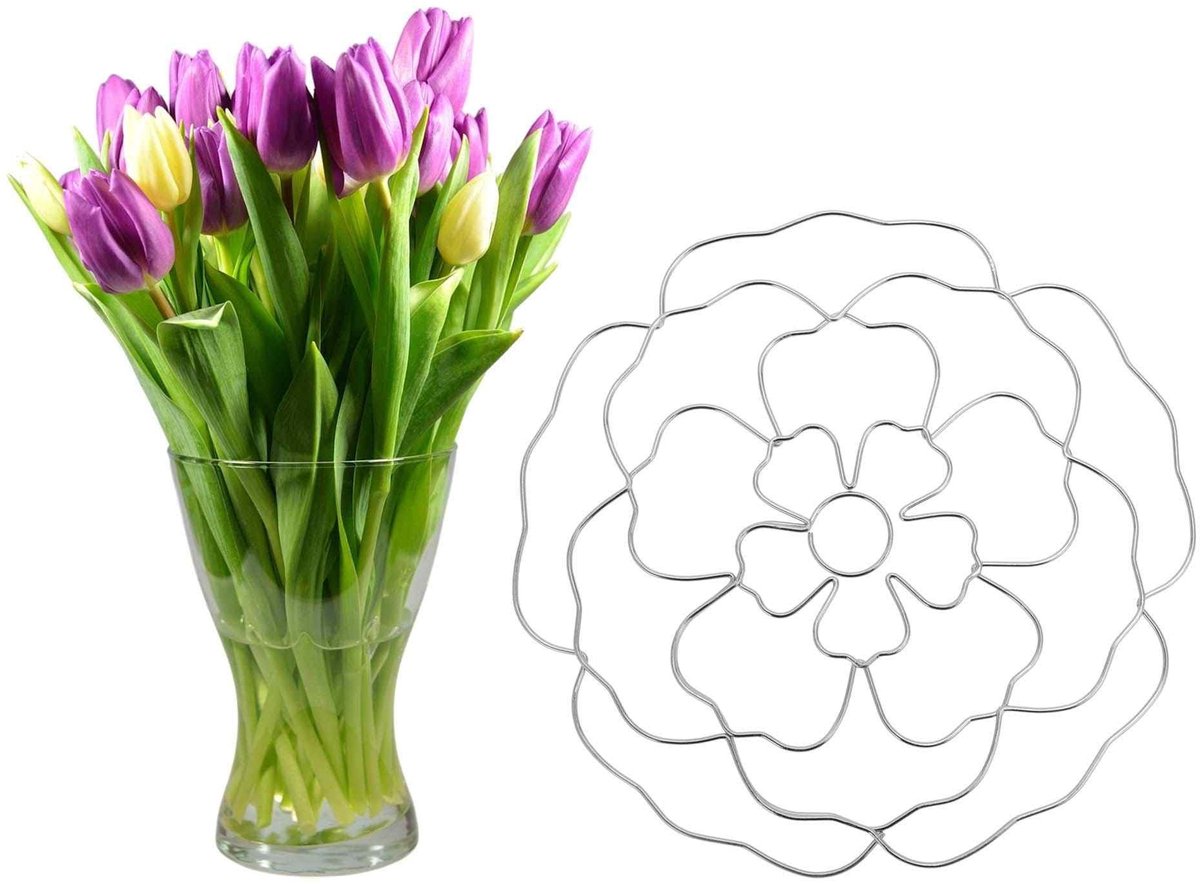 Dailygoods- Bloemenarrangementhouder 12 cm - Peerbloesemvorm - Kikker Organizer - Zilverkleurig - Duurzaam - Modern Design - Bloemstukhouder