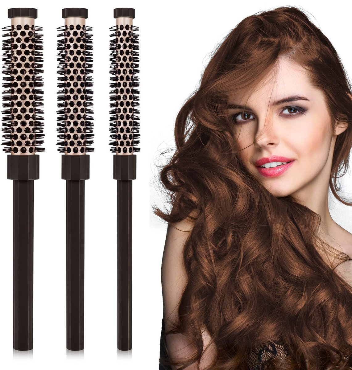 Dailygoods - Honeycomb Rolkam met Ronde Borstel Set van 3 voor Diverse Haarlooks