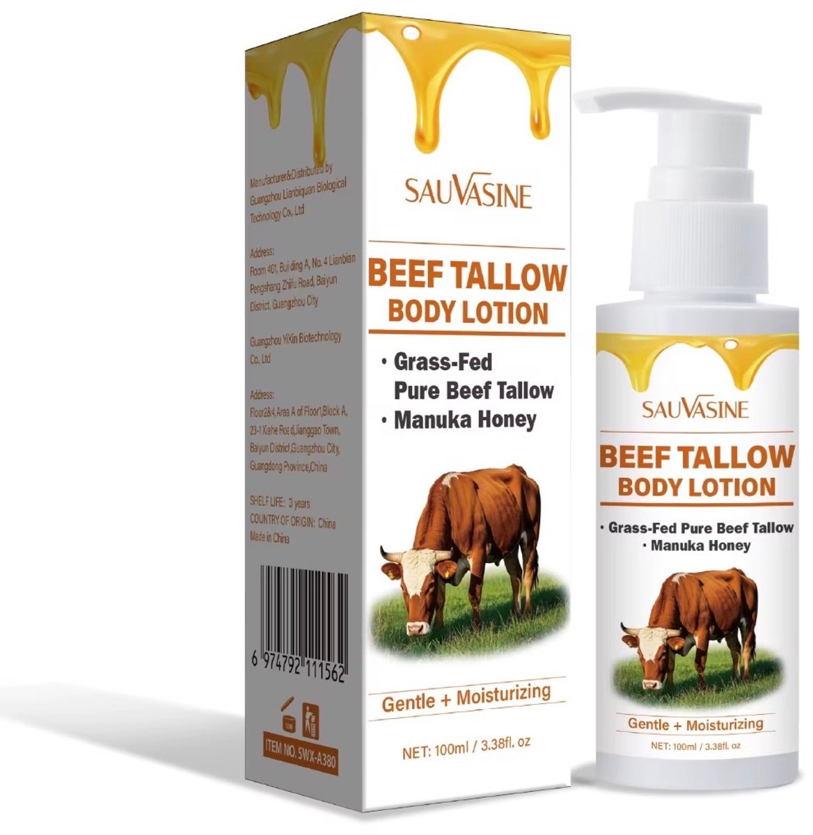 Beef Tallow Body Lotion - Grasgevoerd - Manuka honing - Moisteriozer