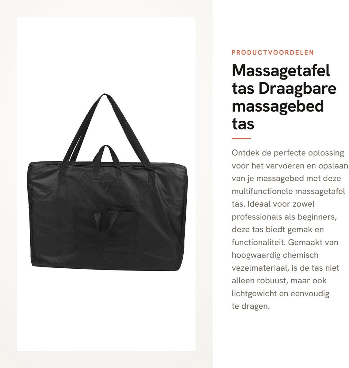 Dailygoods- Massagetafel Tas - Draagbaar - Professioneel Gebruik - Ruimtebesparend - Hoogwaardige Kwaliteit - Geschikt voor de meeste Massagebedden