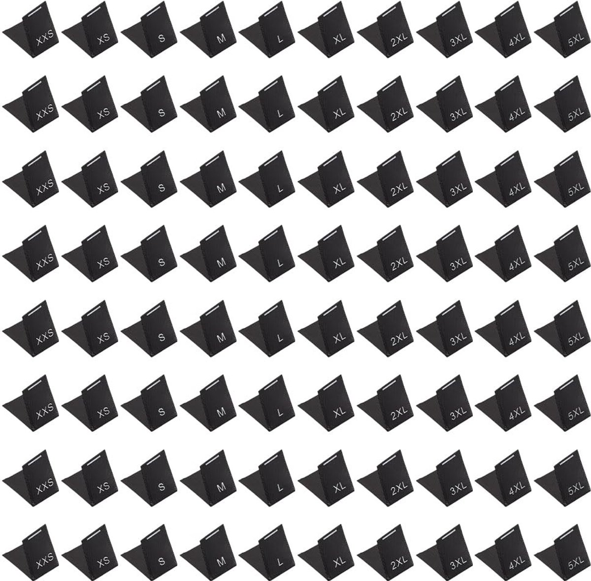 Dailygoods- Maatetiketten 500 stuks - Kledinglabels voor op te strijken - Geweven kledingetiketten - Polyester - Duidelijke maataanduiding XXS/5XL - Slijtvast en wasbaar