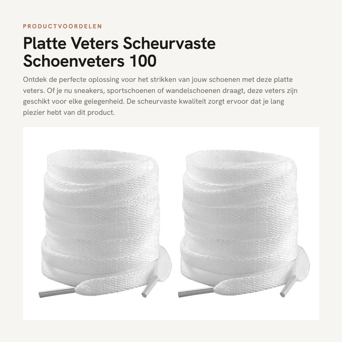 Dailygoods- Schoenveters 100 cm - Platte Veters - Scheurvaste Veters - 2 Paar - Geschikt voor Sneakers/Wandelschoenen - Polyester