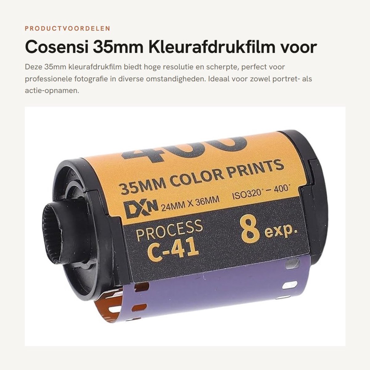 Dailygoods- Kleurfilm HD - Filmrolletje 35 mm - Hoge scherpte - Hoge resolutie - Medium contrast - Geschikt voor weinig licht - Filmrol