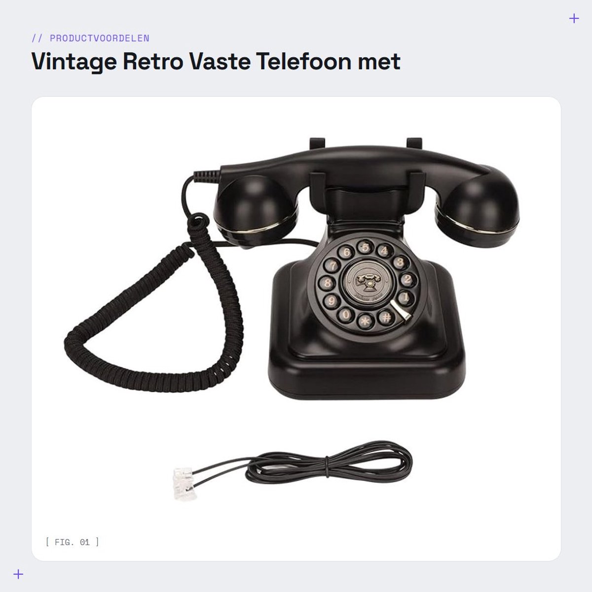Dailygoods- Vaste Telefoon Retro Ontwerp - Ouderwetse Schijfknop - Plug-and-Play - ABS Materiaal - Hoog/Laag Volume - Vintage Bureautelefoon