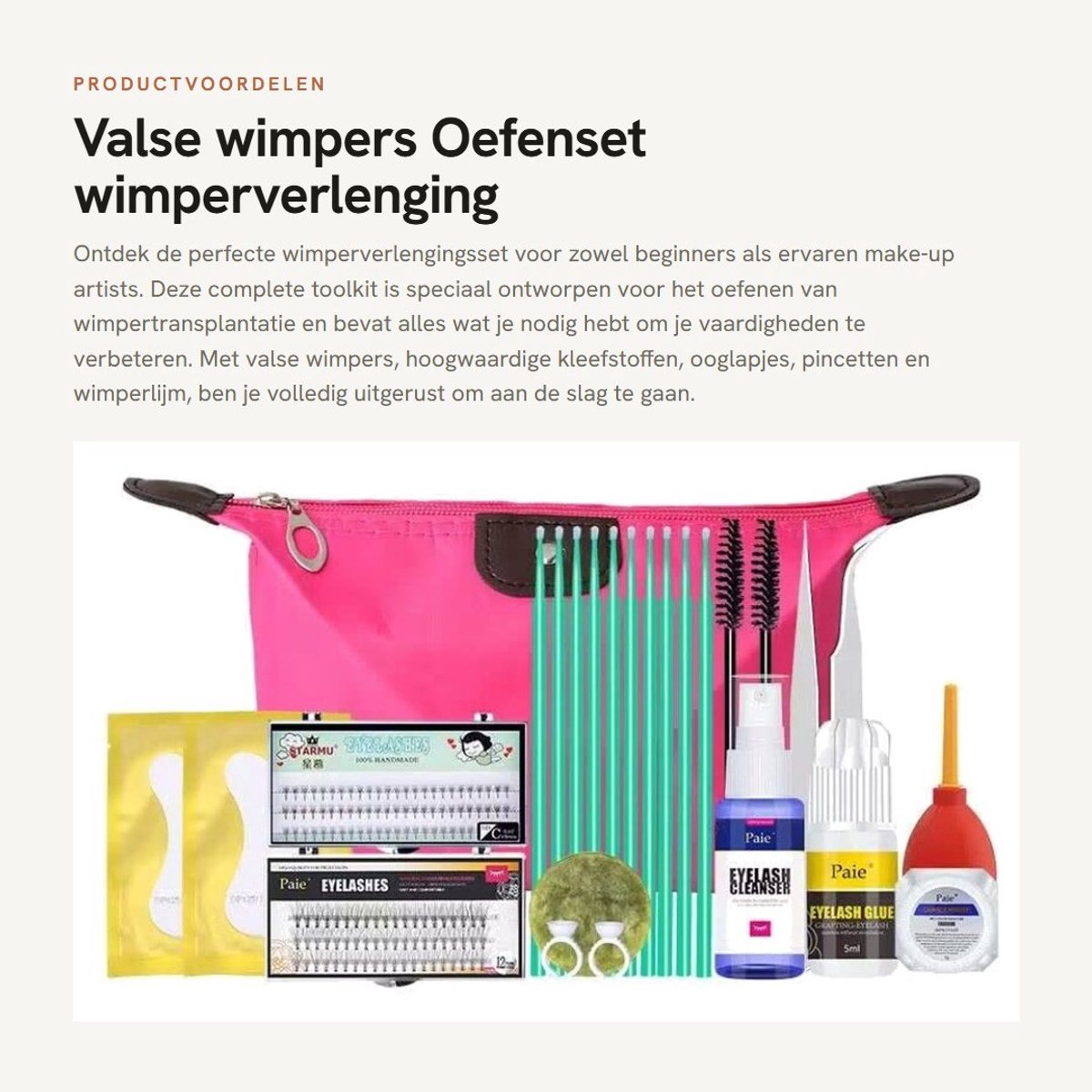 Dailygoods- Wimpers Verlengingsset - Valse Wimpers - Wimperlijm - Pincetten - Ooglapjes - Draagbare Tas - Wimperextensionset