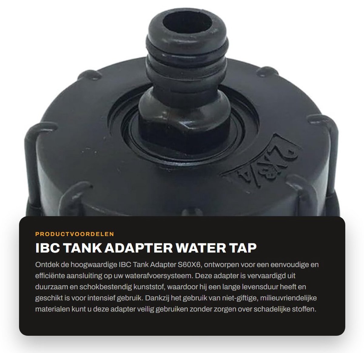 Dailygoods - IBC Tank Adapter - Water Tap Aansluiting - Duurzaam en Milieuvriendelijk - S60X6 - Wateropslag - Geschikt voor IBC tanks - Kleur: Zwart