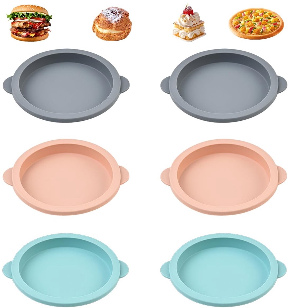 Dailygoods- Eiervormen 6 Stuks - Siliconen Bakvormen - Antiaanbaklaag - Multifunctioneel - Voor Luchtfriteuse - 10 cm Diameter - Voedselveilig - Bakvorm