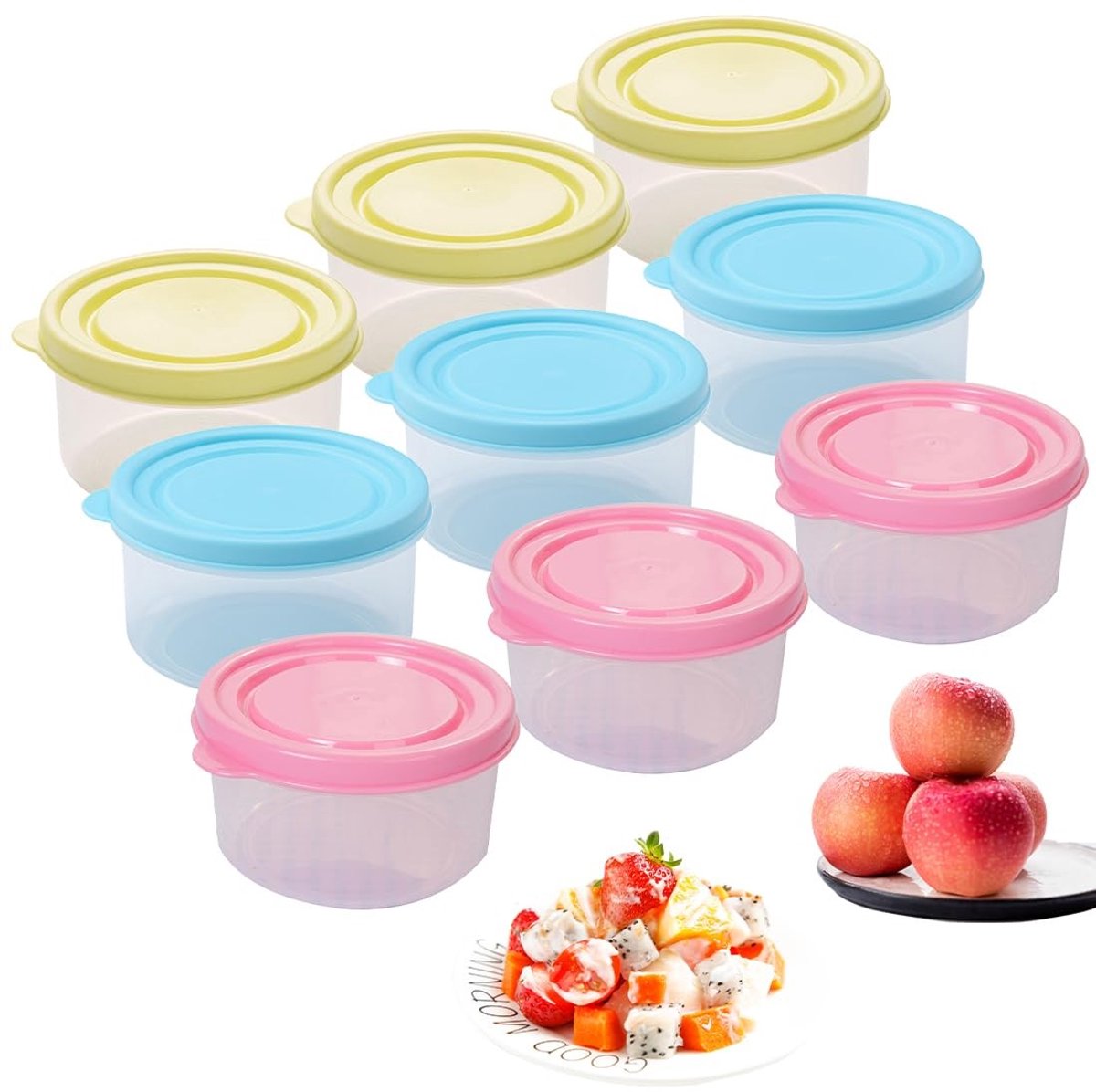 Dailygoods- Vershouddozen 9-delige set - Lekvrij - Stapelbaar - BPA-vrij - Geschikt voor magnetron - Inhoud 160 ml - Duurzaam kunststof - Opbergdozen