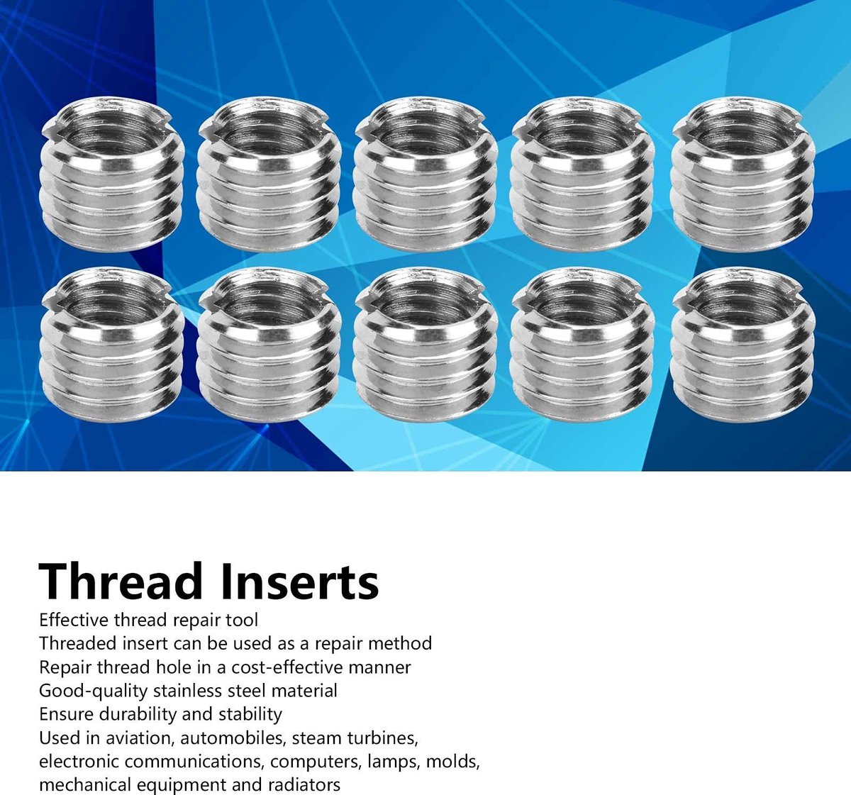 Dailygoods- Draad Reparatie Set Roestvrij Staal - M6/M8 Inzetstukken - 10 Stuks - Binnen/Buitendraad - 6mm Lengte - Economisch en Efficiënt - Schroefdraadinzetstukken