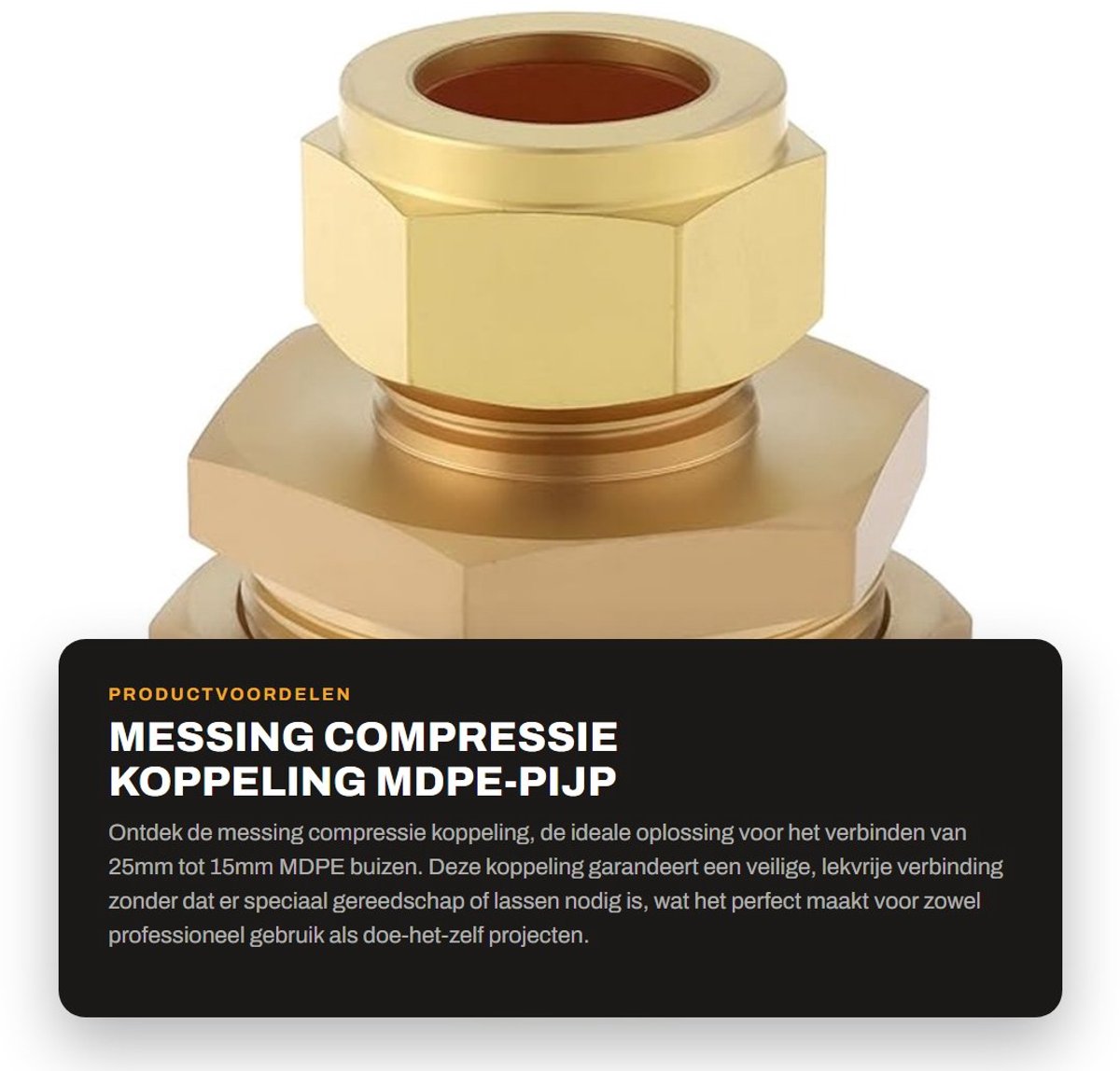 Dailygoods- Compressiekoppeling 25mm tot 15mm - Messing - Lekvrije Verbinding - Duurzaam Materiaal - Eenvoudige Installatie - Corrosiebestendig - Fitting