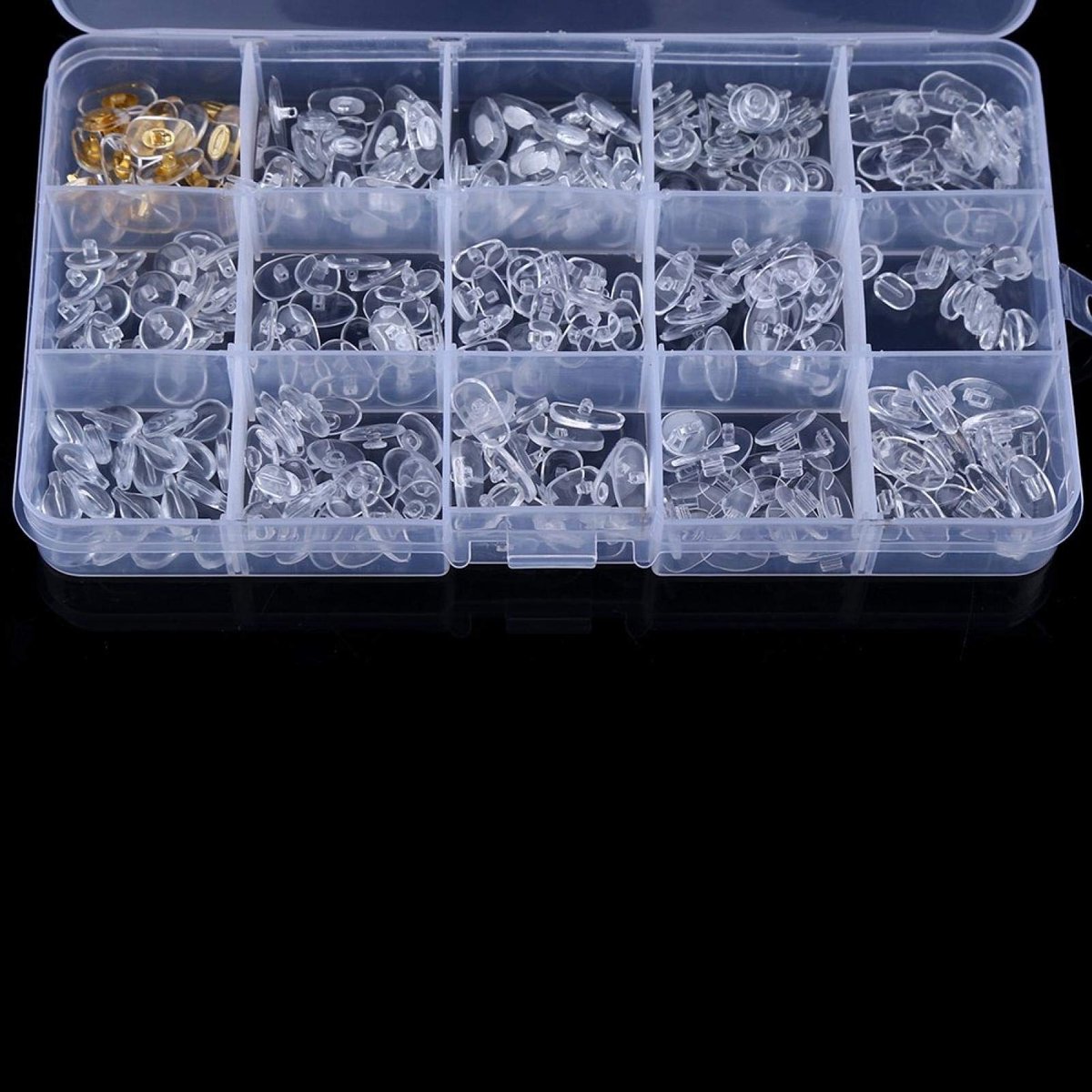 Dailygoods- Neuspads Bril 300 Stuks - Siliconen Neuspads - Zelfklevend - Schroeven voor Bril - 15 Stijlen - Lichtgewicht Behuizing 17,3 x 9,8 x 2 cm - Brilonderdelen