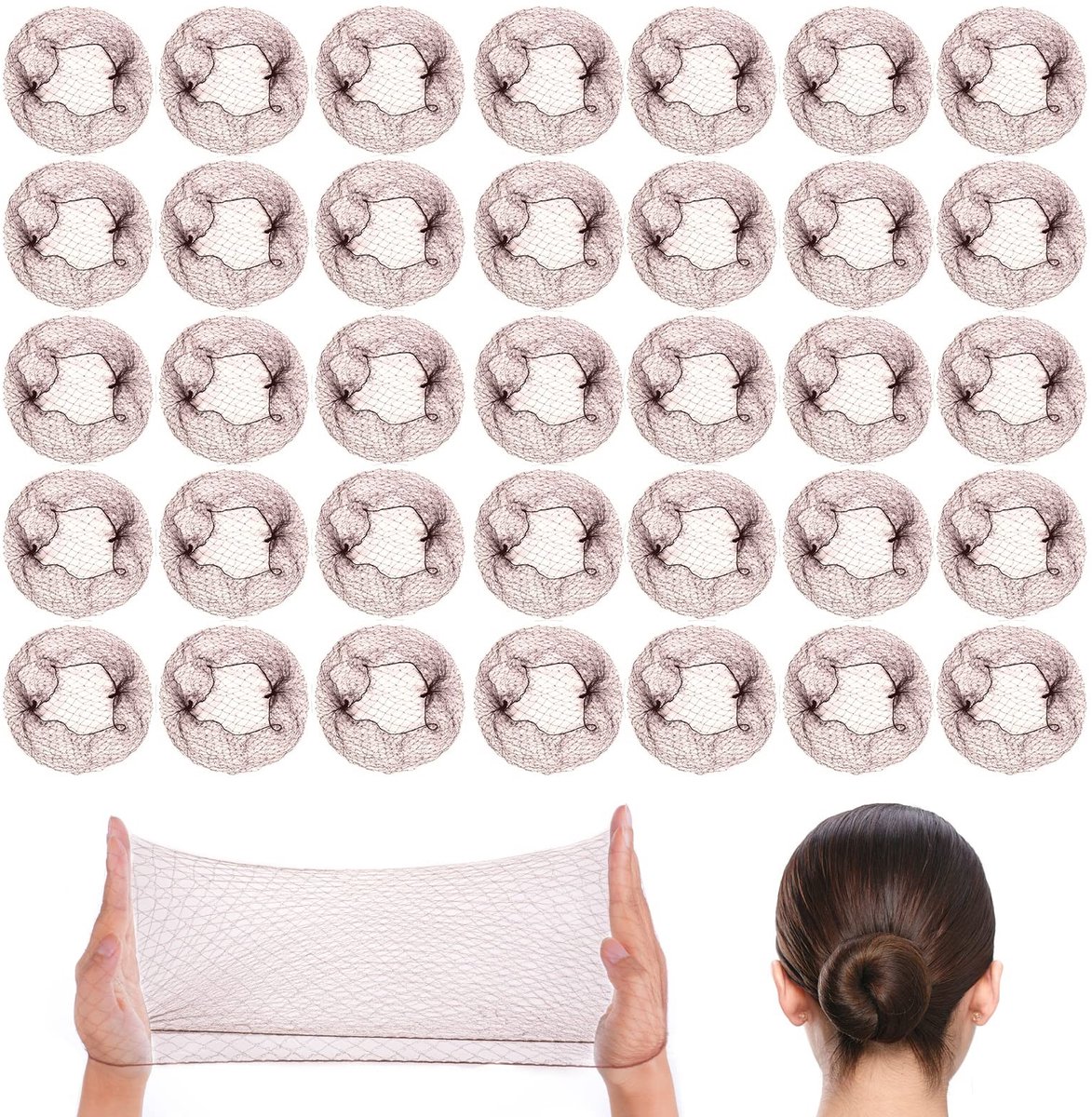 Dailygoods- Haarnetten Onzichtbaar - 35 Stuks Elastisch - Mesh Stretch Haarnetje - Haarknot Netten - Lichtgewicht en Ademend - Hygiënisch en Compact - Haarnet