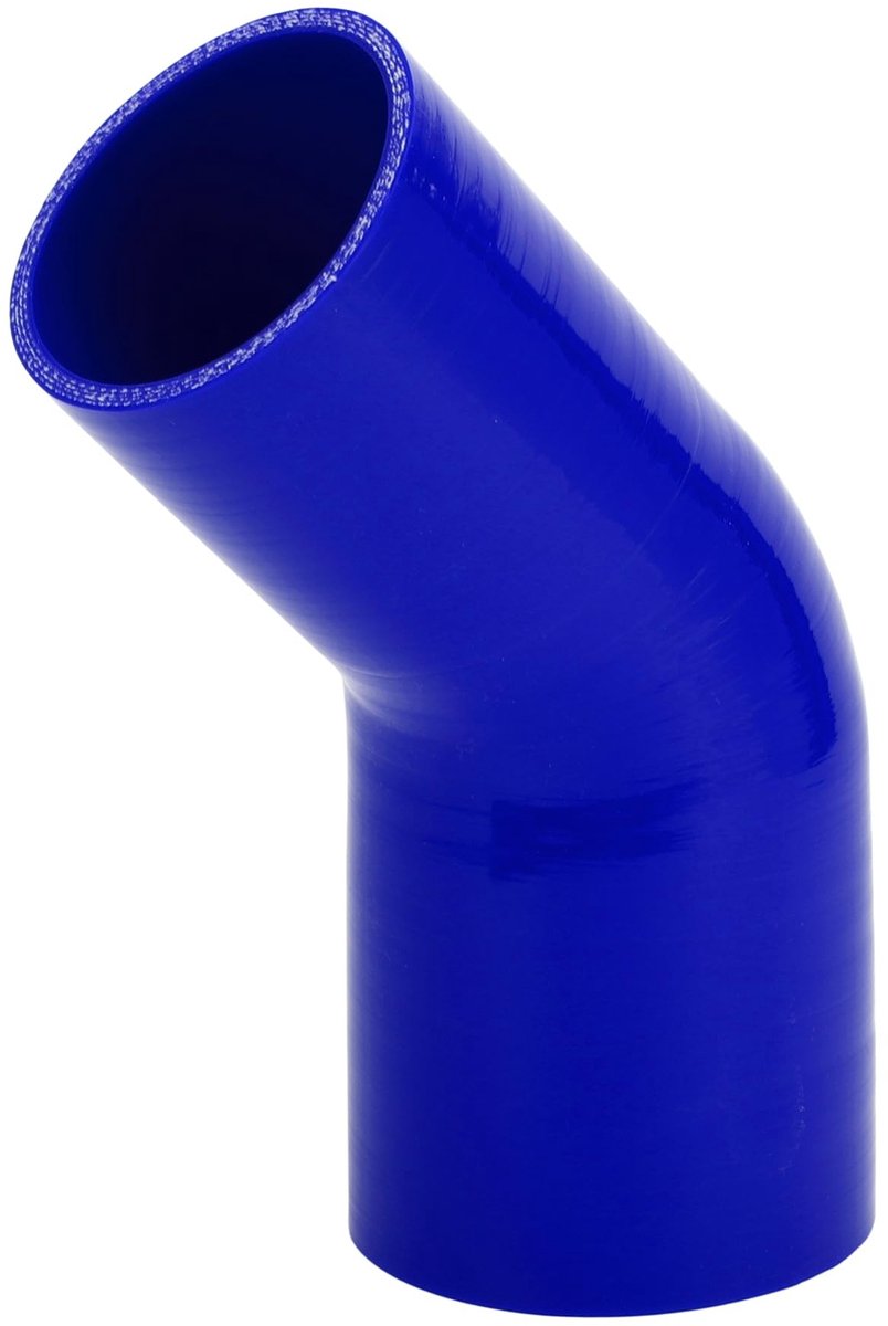 Dailygoods- Koelslang Silicone 76mm/90mm ID - 120mm Lengte - 45 Graden - Meerlaags Geweven - Hoge Temperatuur Bestendig - Blauw - Siliconenslang