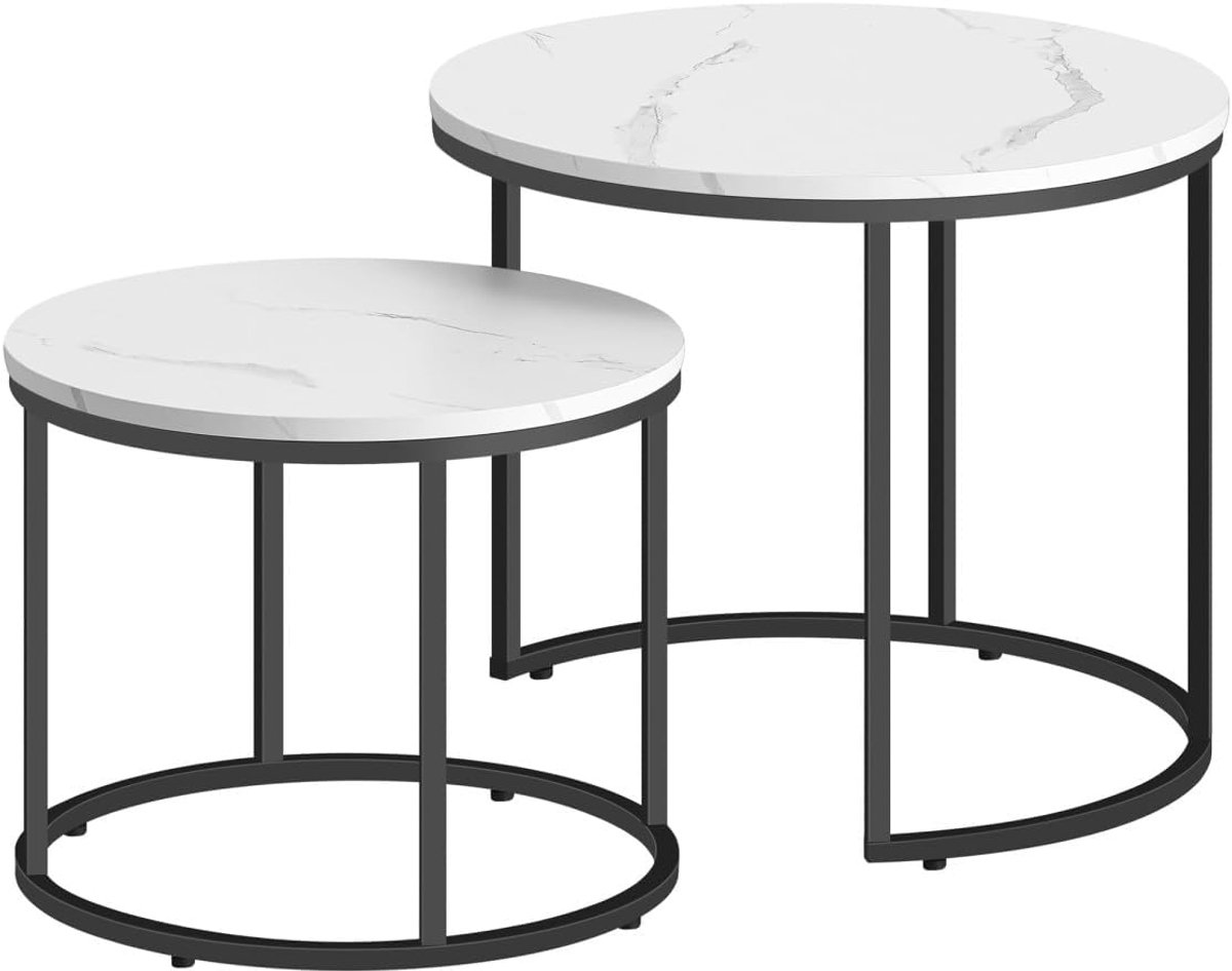Salontafel Set - Bijzettafels Rond - Woonkamer Decoratie - Ruimtebesparend Nesting - 53 Ce