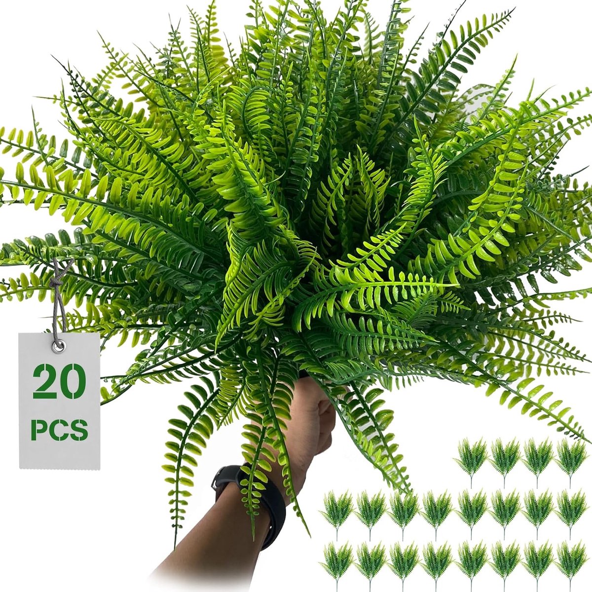 Kunstmatige Varens - Nep Planten - Buiten Decoratie - UV-bestendig Ontwerp - 20 Bundels - Groen