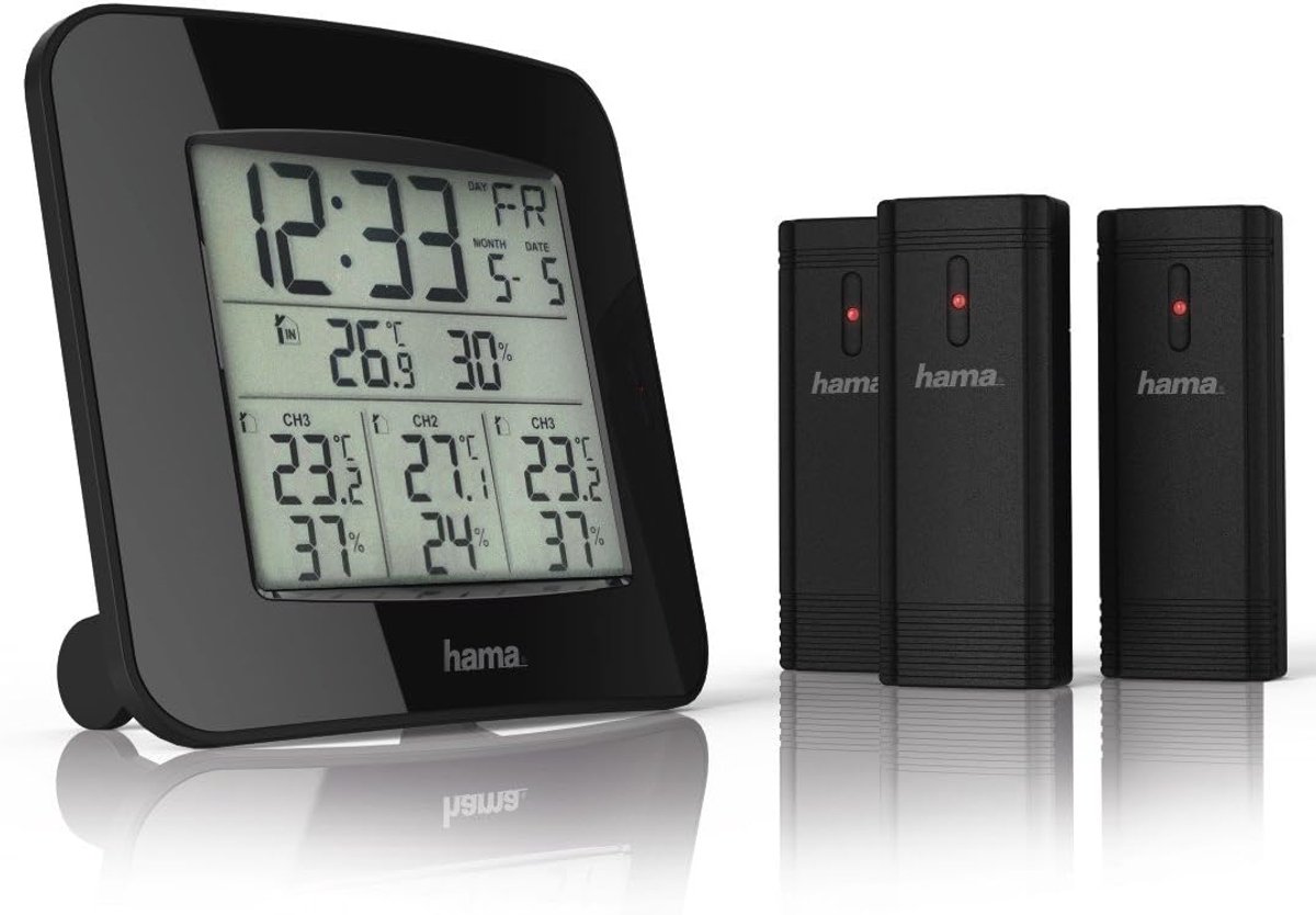 Draadloos Weerstation met 3 Buitensensoren voor Temperatuur en Vochtigheid