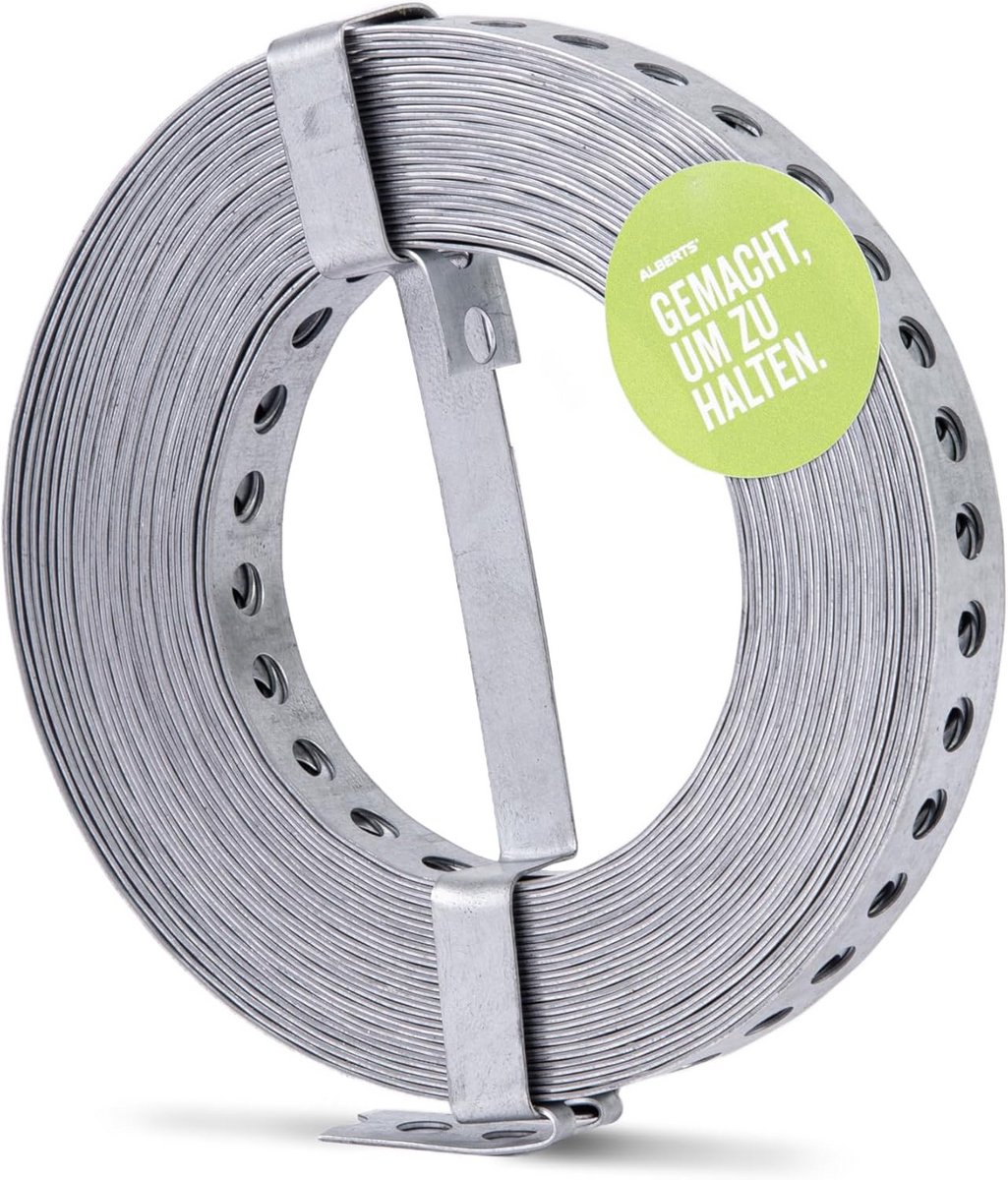 Gaatjesband - Perforatieband - Bevestigen van objecten - Sendzimir verzinkt - 10 meter lengte - Zilverkleurig