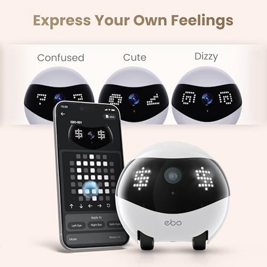 Robot Camera - Huisdier Camera - Huis Bewaken - Aanpasbare Emoticons - 2K Resolutie - Roze — afbeelding 3