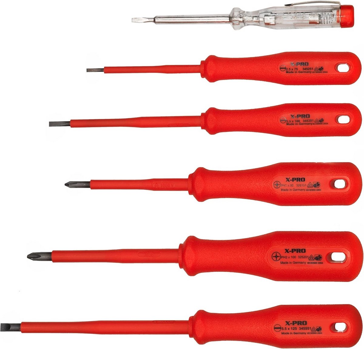 Schroevendraaierset VDE - Isolatiegereedschap set - Veilig klussen - Inclusief fasemeter - 6-delig - Rood