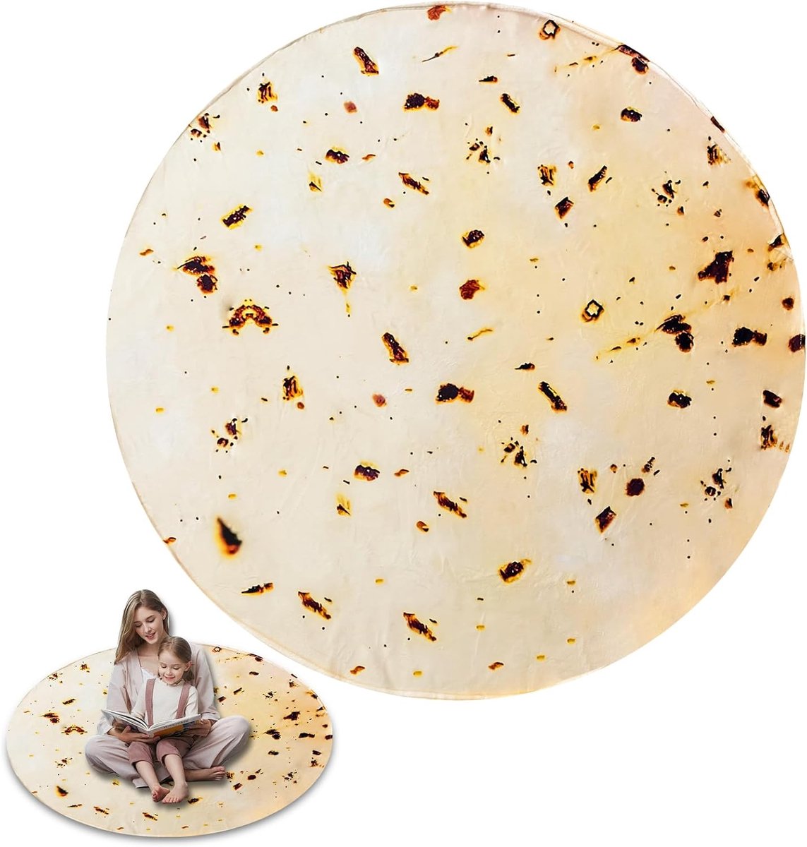 Burrito Deken - Tortilla Wrap - Gezellig Ontspannen - Uniek Ontwerp - 120 cm Diameter - Pannenkoek Geel