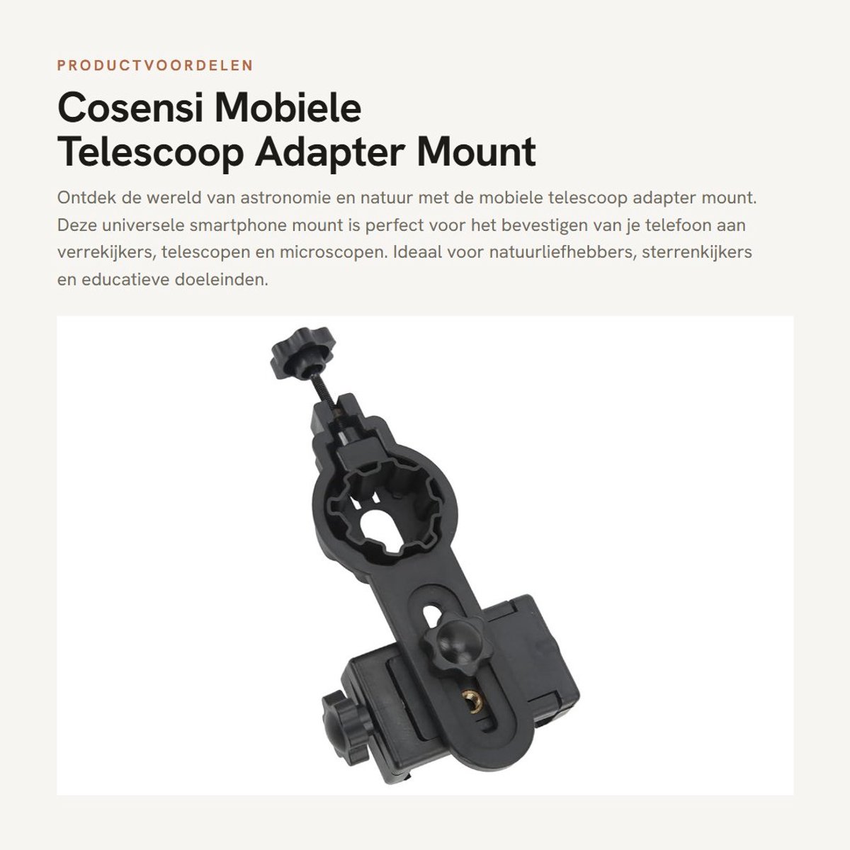 Dailygoods - Mobiele Telescoop Adapter Mount - Smartphone Mount - Geschikt voor Verrekijker en Telescoop - Universeel voor Telefoons - Compact en Lich...