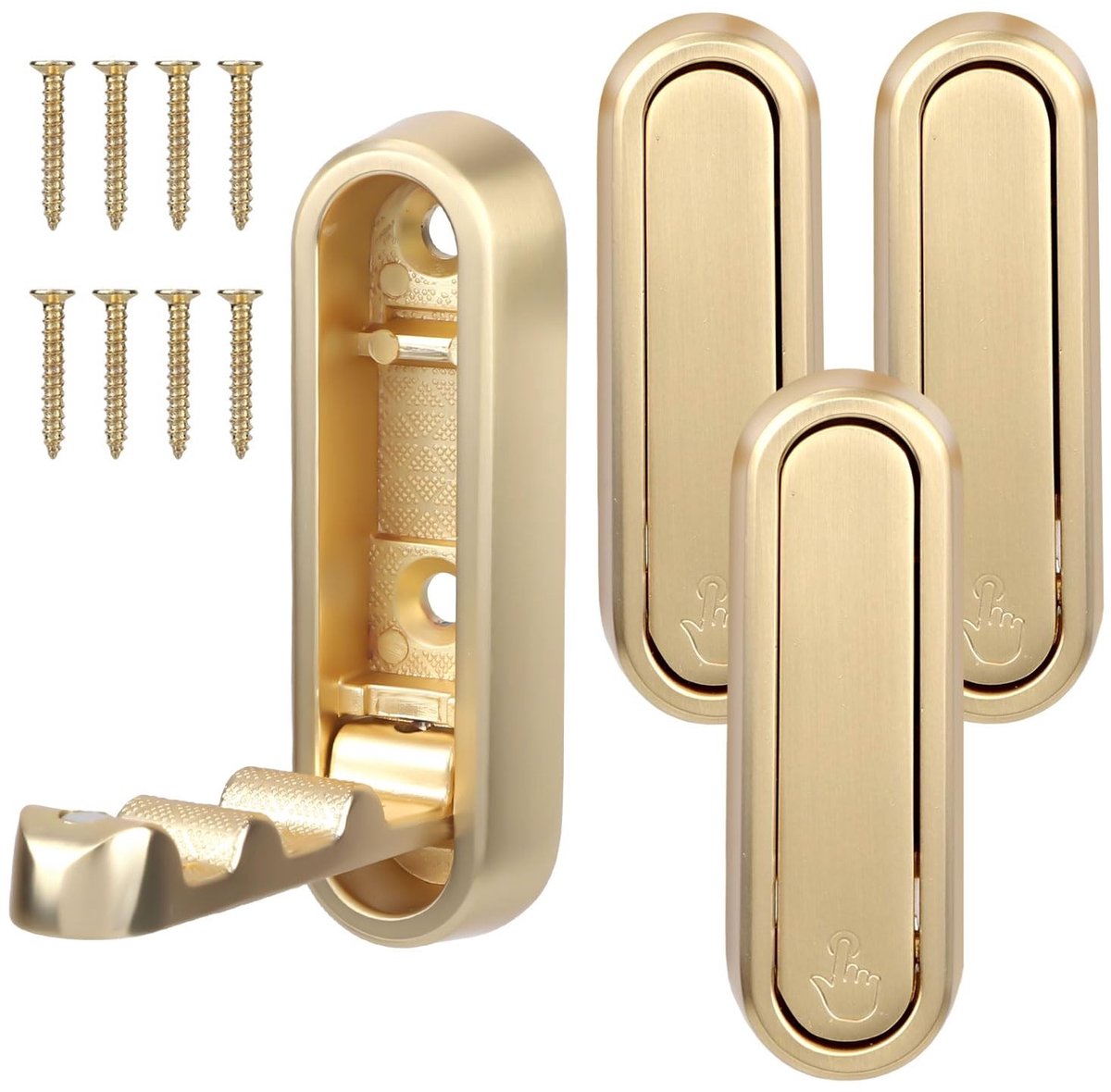 Opvouwbare Wandhaken - Ruimtebesparend - Set van 4 - Goudkleurig - Zinklegering