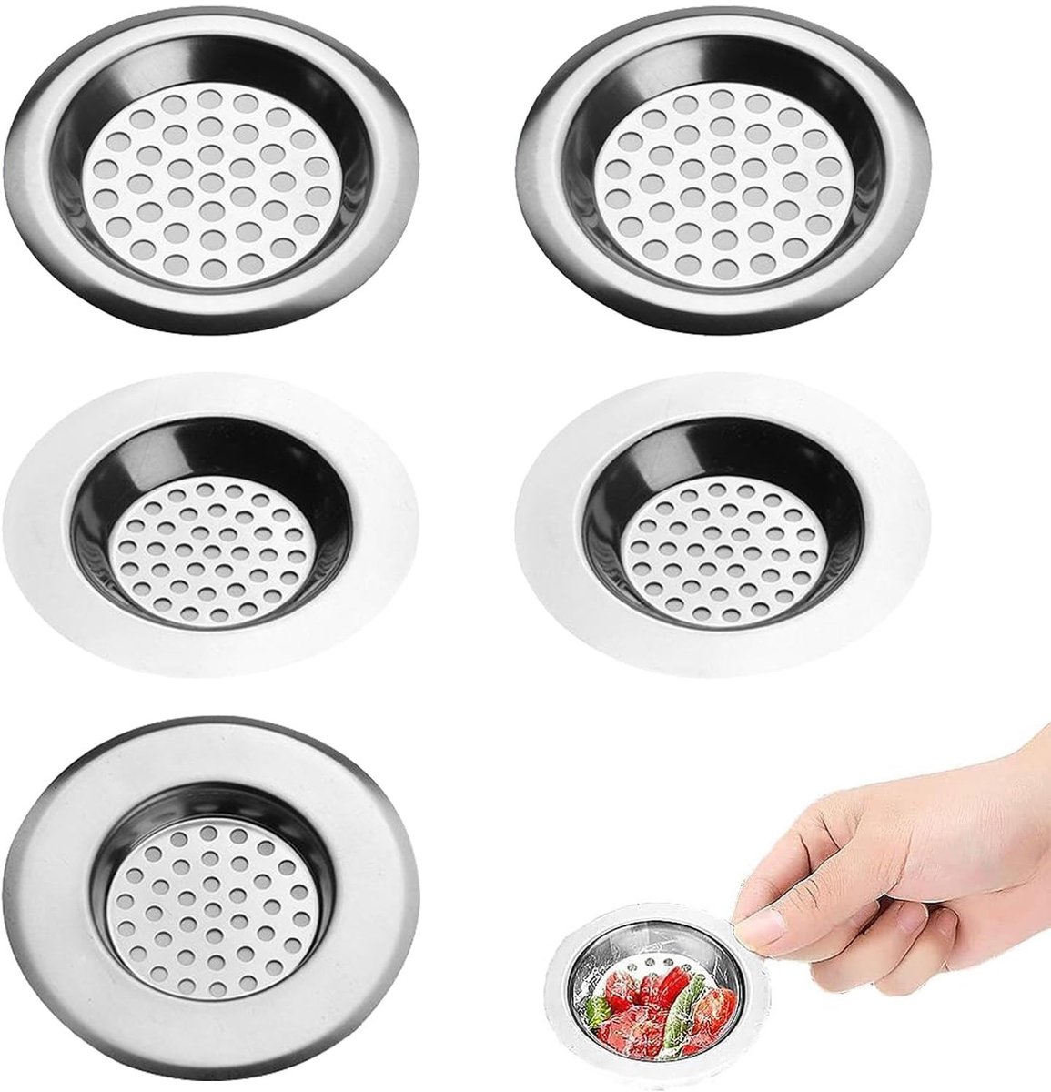 Dailygoods- Afvoerzeef Zeer Efficiënt Filtersysteem - Gootsteen Zeef - Douche Zeef - Haar Zeef - Roestvrij Staal - Verstoppingsbescherming - Gootsteenzeef