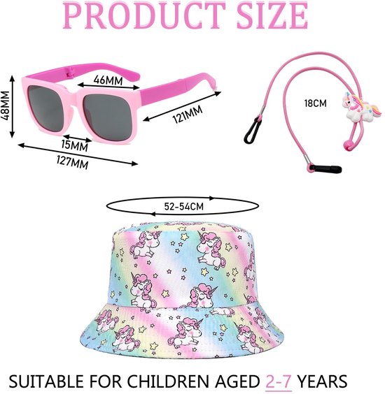 Dailygoods- Zonnebril Kind - Gepolariseerde Zonnebril - Zonnehoed - UV-bescherming 400 - Eenhoornset - Geschikt voor 2-7 jaar - Kindersunglasses van Dailygoods — afbeelding 5