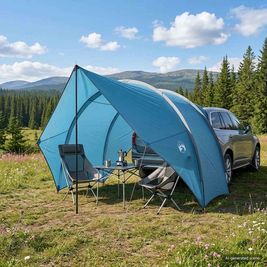 vidaXL - Achterklep - luifel - waterbestendig - 405 - x - 280 - x - 220 - cm - Blauw van Vidaxl — afbeelding 4
