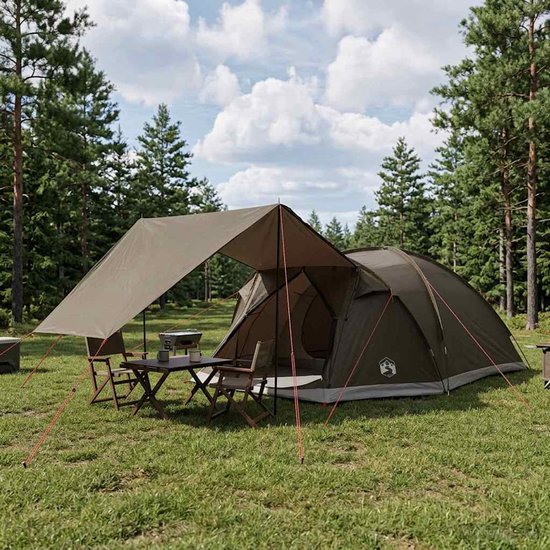 vidaXL - Huisje - Tent - met - dak - Bruin - grijs - 8-persoons - Polyester - en - Staal van Vidaxl — afbeelding 4