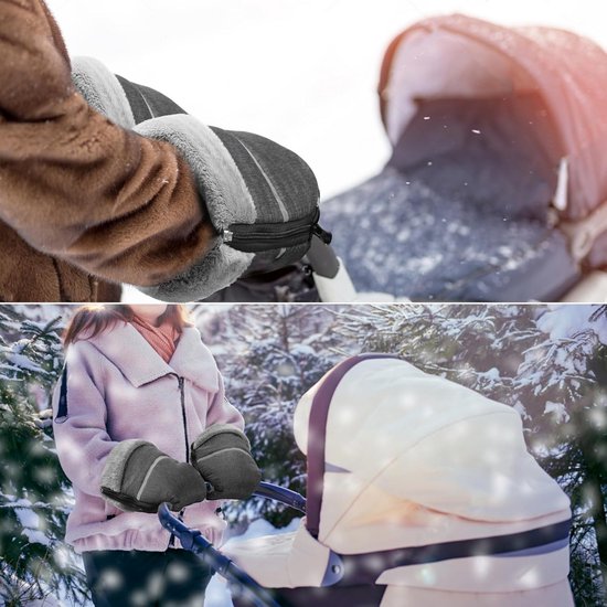 Handmuff - Kinderwagen accessoire - Wandelen met baby - Waterdicht winddicht - 29 x 21 cm - Grijs — afbeelding 5